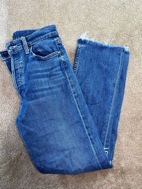 MOTHER The Tomcat Ankle Fray Jeans Size 28 in Globe Trotter Distressed